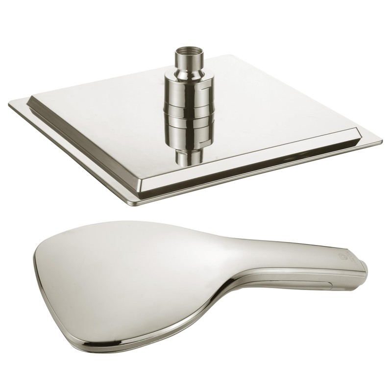 DreamSpa Ultra-Luxury 9" Rainfall Shower Head/Handheld Combo. Convenient Push-Button Flow