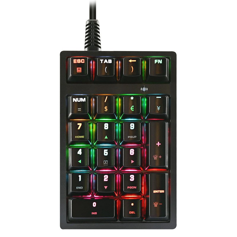 Mechanical Numeric Keypad Wired 21 Keys Blue Switch Color LED