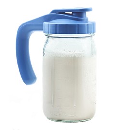 32oz Glass Breast Milk Pitcher - Wide Mouth Jar Pitcher with Lid, 1 Quart Heavy Duty Leak Proof Creamer Storage Container for Sun & Iced Tea Pitcher - Blue