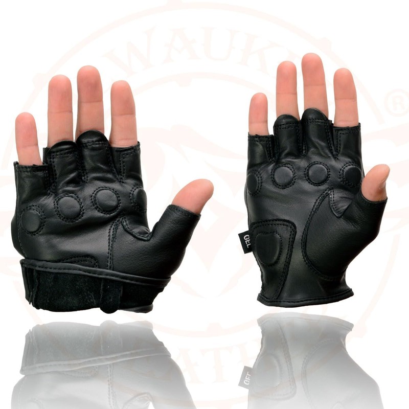 Milwaukee Leather MG7555 Men's Black Leather Gel Padded Fingerless Motorcycle