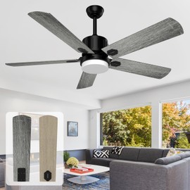 Jayjuly Ceiling Fans with Lights and Remote, 52 Inch Modern Outdoor Fan with Remote Control for Patio Bedroom Living Room, Grey