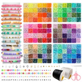 FUNZBO Clay Bead Bracelet Kit - 0.8mm|120M Bracelet String, 15000pcs|144 Colors Clay Beads of Bracelets Making, Friendship Bracelet Kit & Bracelet Making Kit with Letter Beads, Christmas Crafts Gifts