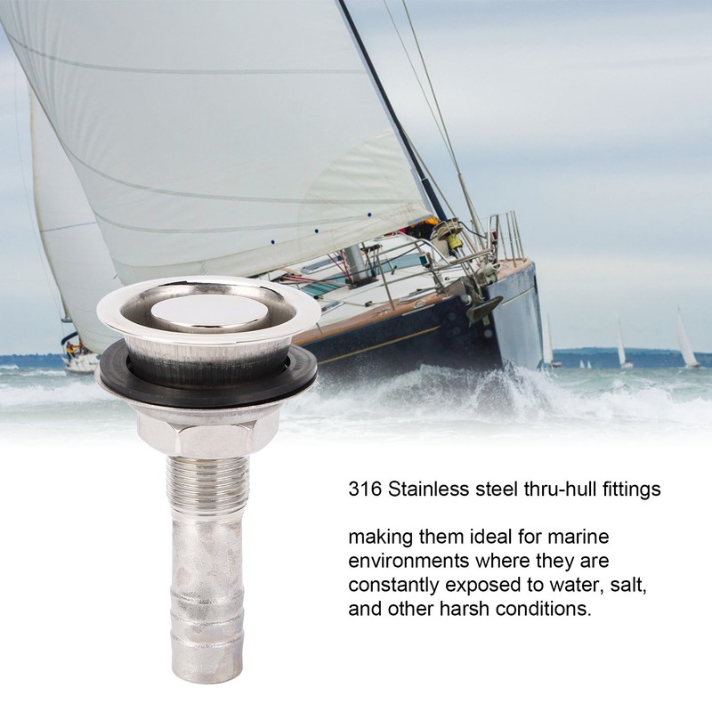 316 Stainless Steel Straight Thru Hull Valve Fitting 16mm Vent