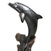 Jumping Bottlenose Dolphins Bronze Electroplated Resin Figurine with Base Decor