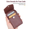 Teskyer Brown ID Card Holder with Strap Zipper PU Leather