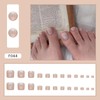 24Pcs Press on Toenails Short Square Fake Toenails Glitter False