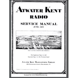 Atwater Kent Radio service manual 1931 45 pgs Comb Bound gloss protective cover