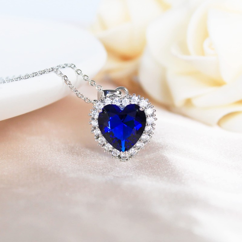 CHERUBIC Titanic Heart of the Ocean Necklace, Forever Love Heart