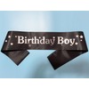 Generic Birthday Boy Sash Black, Silver Foil Letter Birthday Sash