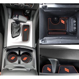 SENSHINE for Dodge Charger Accessories 2015-2021 2022 2023 Non-Slip Anti Dust Cup Holder Insert Center Console Shifter Liner Trim Door Pocket Mats Premium Custom Interior 24PC Set (Orange Trim)