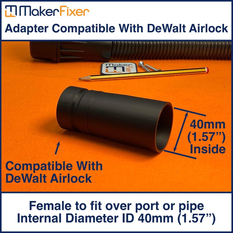 Maker Fixer Female Dust Extraction Adaptor Compatible with DeWalt AirLock,