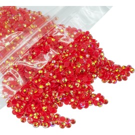 qiipii 1280PCS 6mm Red AB Resin Rhinestones for Crafts Dark Red AB Flatback Jelly Rhinestones Bulk SS30 Non-Hotfix Stones Diamonds Crystals Gems for Mugs Tumblers Bottles Cups DIY Crafts Decoration