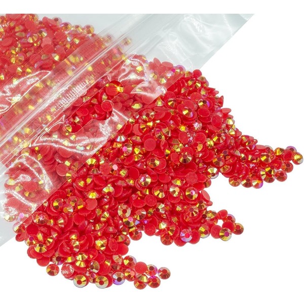 qiipii 1280PCS 6mm Red AB Resin Rhinestones for Crafts Dark