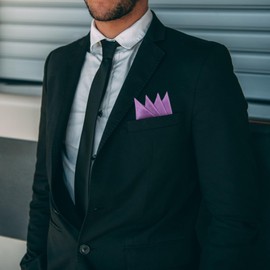 GHTIYLP Prefolded Pocket Squares for Men Solid Color Pre-folded Mens Handkerchief Suit Pocket Square for Business Wedding (Purple Mountain)