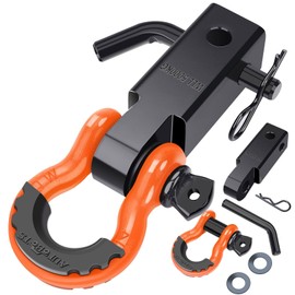 AUTOBOTS AUTOBOTS Shackle Hitch Receiver 2", 45,000 Lbs Break Strength Heavy Duty Receiver with 5/8" Screw Pin, 3/4" D Ring Shackles, Towing Accessories for Vehicle Recovery Off-Road, Orange&Black