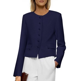 PRETTYGARDEN Women Blazers Business Casual Outfits 2025 Fall Fashion Long Sleeve Professional Office Work Suit Jacket Clothes(Navy,X-Large)
