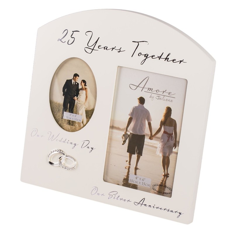 25th Anniversary Then & Now Double Photo Frame from Amore