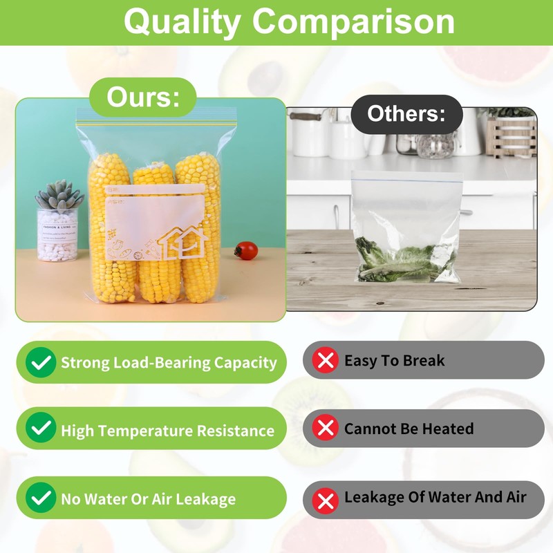 Reusable Sandwich Freezer Bags Leak-Proof, 100Pcs BPA Free Zip Lock