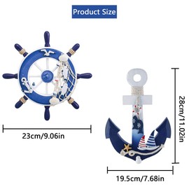 Pack of 2 Wooden Anchor Decoration Wall Decoration Maritime Hanging for Mediterranean Nautical Rooms, Party Decoration, Wall Mounted