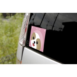 Stare Shih Tzu Gold & White Dog Sticker Pink Back Ver. 2 MK-2