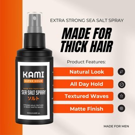 Kami Sea Salt Hair Spray – Strong Hold Texturizing Spray for Thick Hair, Natural Semi-Matte Waves & Volume | Premium Solution for Ultimate Control & Extra Hold