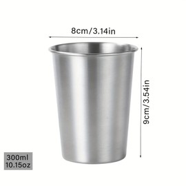 Komost 5 Pack Stainless Steel Cups for Kids Toddlers, 10oz Children Pint Cups, Unbreakable Stackable Metal Drinking Glasses Tumbler for Home & Outdoor Activities