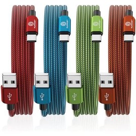 Type C Charger 10FT 4-Pack Type C Charger Fast  Nylon Braided USB C  for  Galaxy S21 S20 S10 Plus Note 10   Pixel - Color: 10FT Red+Blue+Green+Orange