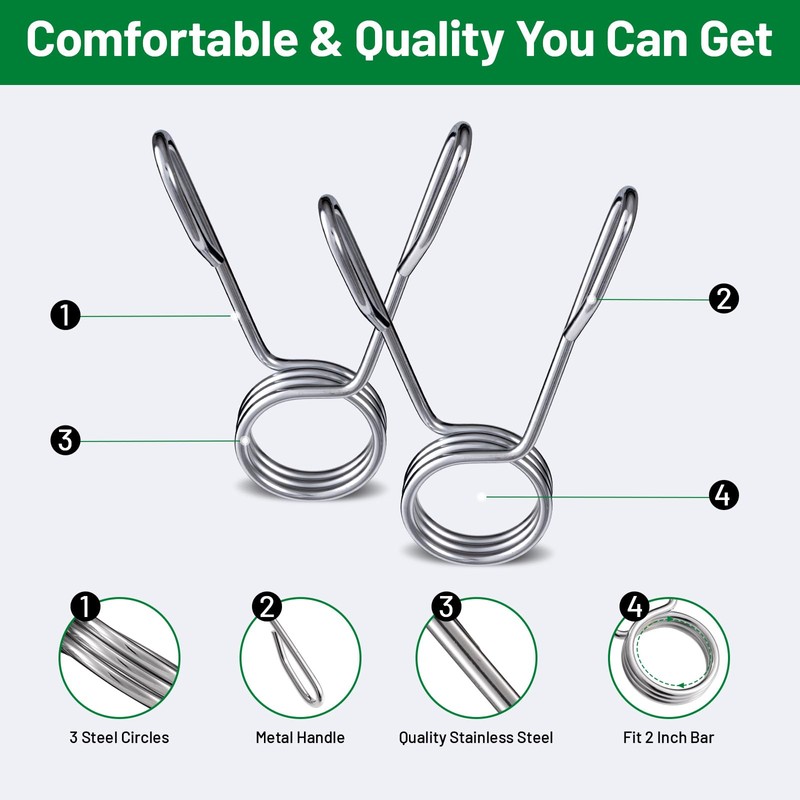 Slim Panda Olympic Barbell Spring Collars 2 inch, Exercise Collars