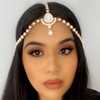 Reaky Rhinestone Head Chain Gold Tone Crystal Headpiece Headpiece for