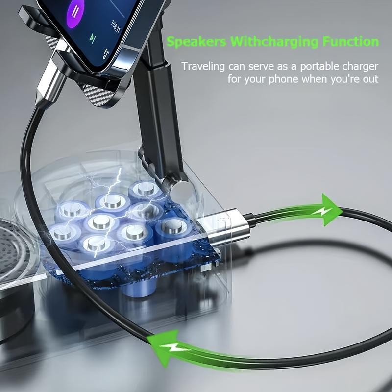 Wireless Audio Bluetooth Speaker 5in1 Phone Holder Emergency Rechargeable withColorful