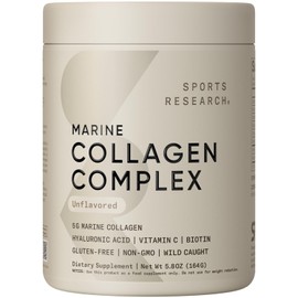 Sports Research Collagen Beauty Complex with Hyaluronic Acid, Vitamin C + Biotin | Pescatarian, Keto Certified & Non-GMO Verified - Unflavored (30 Servings)