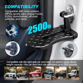 Buhobha Car Door Step,Foldable Premium Aluminum Roof Step, 400 lbs Capacity, for Easy Roof Accessing, Suitable for Most Sedans, Sports Cars, Pickups, SUVs, RVs, Off-Road Vehicles, and Other Models