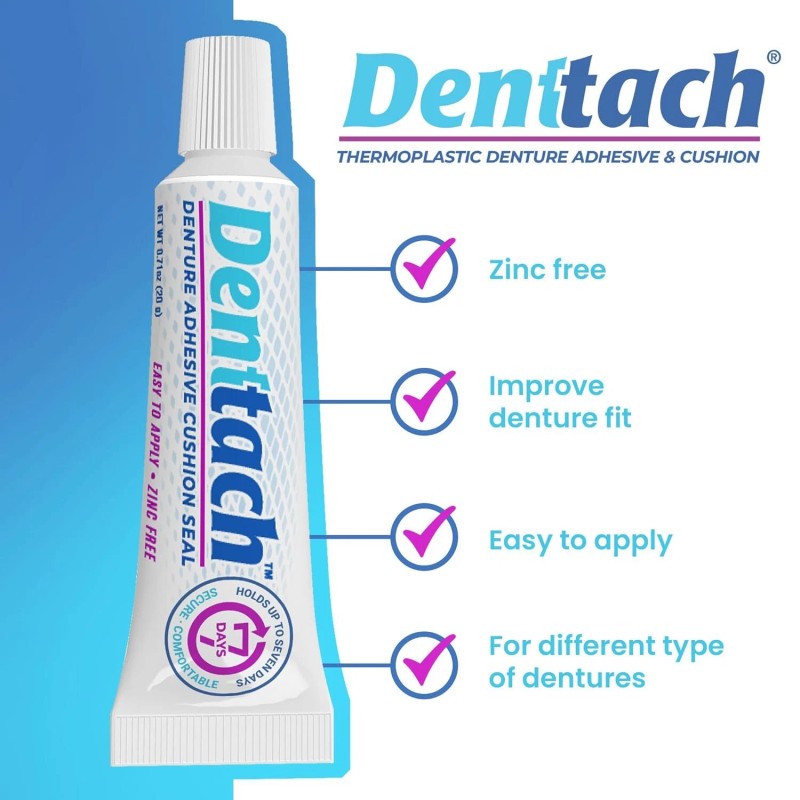 Denttach Denture Adhesive, Thermoplastic Denture Adhesive and Cushion for 7