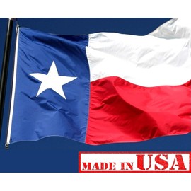 US Flag Factory - 3x5 FT Texas State Flag (Appliqued Star, Sewn Stripes) Outdoor SolarMax Nylon - Made in America - Premium Quality