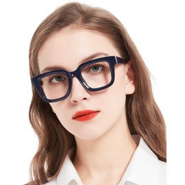 MARE AZZURO Oversized Reading Glasses 2.00 Women Thick Large Readers 100 125 150 175 200 225 250 275 300 350 400 500 600 (Blue, 2.0)