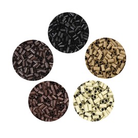 500 Pcs Micro Rings Links Beads 3.5x3.0x6.0mm Copper Tubes for Feather I Tip Hair Extensions (Dark Brown)