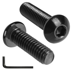 VGBUY 25Pcs 5/16-18 x 1" Button Head Socket Cap Bolts Screws, 304 Stainless Steel 18-8, Allen Hex Drive,Black Zinc Plated,Fully Threaded, Hex Spanner Included