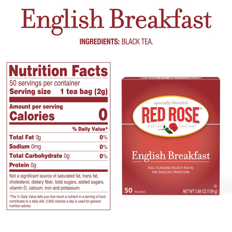 Red Rose English Breakfast Tea Specially Blended Strong Robust Black