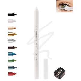 White Eyeliner For Waterline, Cream Gel Eyeliner Waterline Waterproof Smudge-Proof Eye Liner Pen, Safe for Sensitive Eyes, Matte Rich Color Eye Brightener Colored Eyeliner Pen Makeup with Sharpener-02