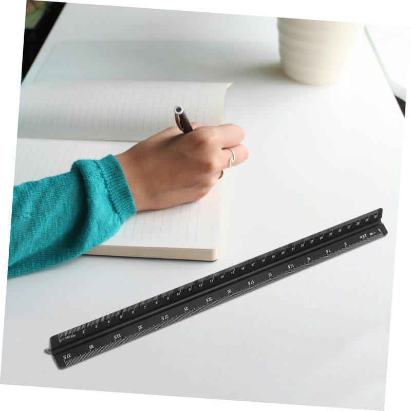 Operitacx Triangular Metal Ruler, Technical Scale, Metal Ruler, Engineering Ruler,