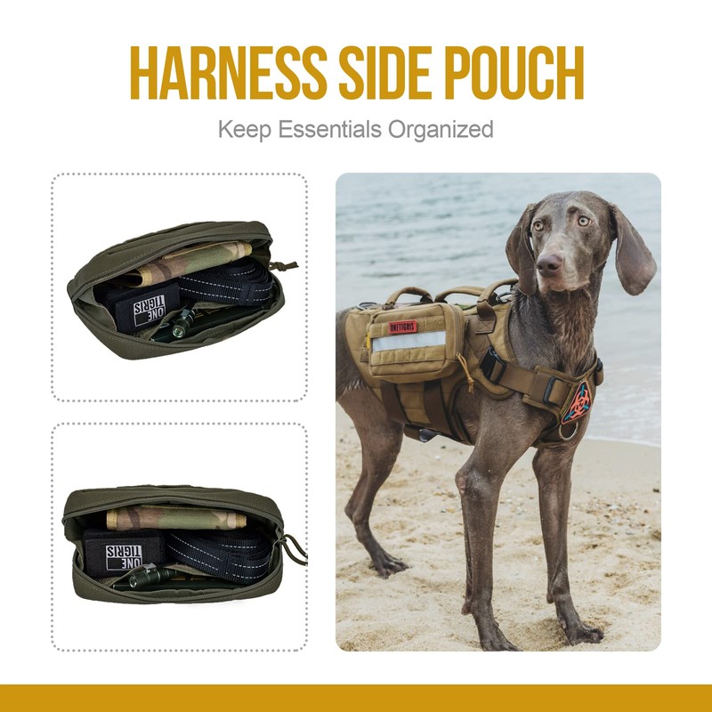 OneTigris Service Dog Vest Harness Saddle Bag Backpack Pouch, Emotional