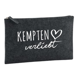 Huuraa Kulturbeutel Kempten (Allgäu) verliebt Geschenk 1 Liter Charcoal Filz Kempten (Allgäu) Geschenkidee