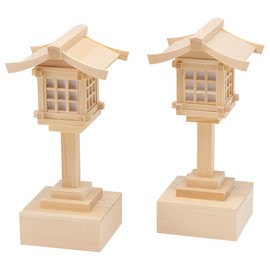 Butsudan-ya Takita Shoten Wooden Kasuga Lantern, Kiso Cypress, LED, Cordless with Remote Control (Pair) Height 20.5cm x Roof Width 10cm, Essential for Shinto Shrine (Omiya) and Shrine Offerings