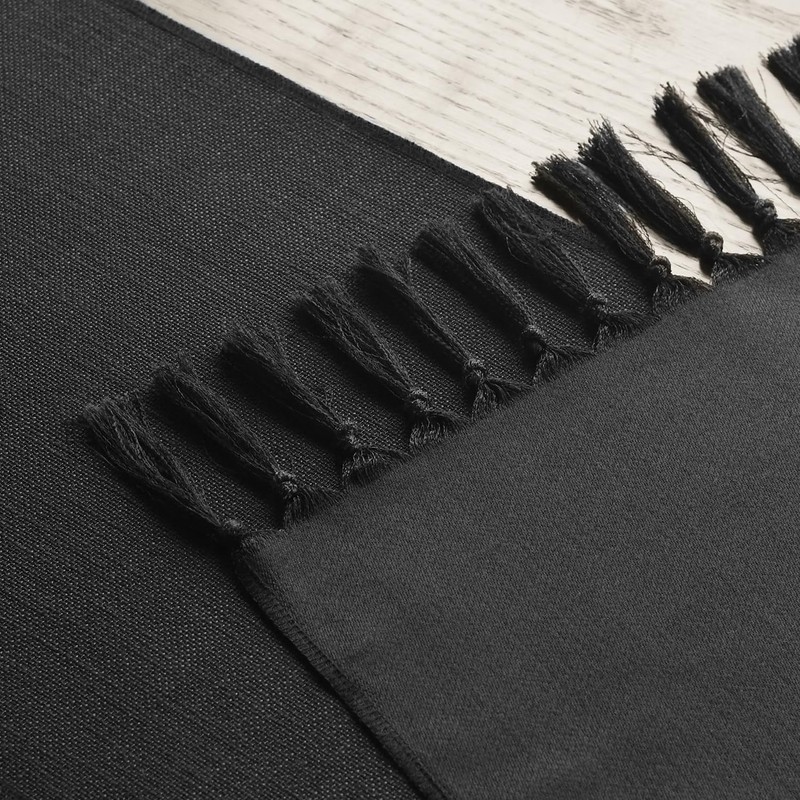 Artoid Mode Black Boho Rural Rustic Farmhouse Tassel Table Runner,