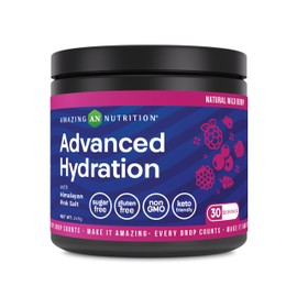 Amazing Nutrition Advanced Hydration, Electrolyte Powder 30 Servings | Packed with Essential Minerals | Sugar-Free | Keto Friendly | Non-GMO | Gluten-Free (Natural Wild Berry)