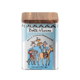DLP - Derrière la Porte Flour Box with Wooden Lid Flip Top Cartoon Rectangular 14.5 x 10.5 x 10.5 cm Metal/Wood