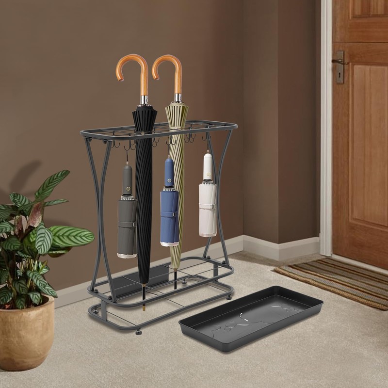 kunghei Metal Umbrella Storage Holder Stand with Removable Drip Tray,
