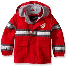 London Fog Toddler Boys Fireman Rain Slicker, Red, 3T