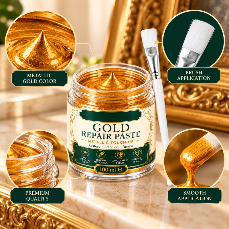 Gold Repair Paste for Decorative Surface Touch-Ups – Rich Metallic