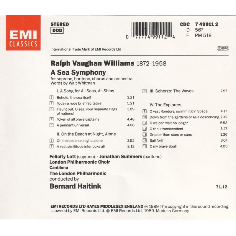 Vaughan Williams: Symphony No.1 'A Sea Symphony'